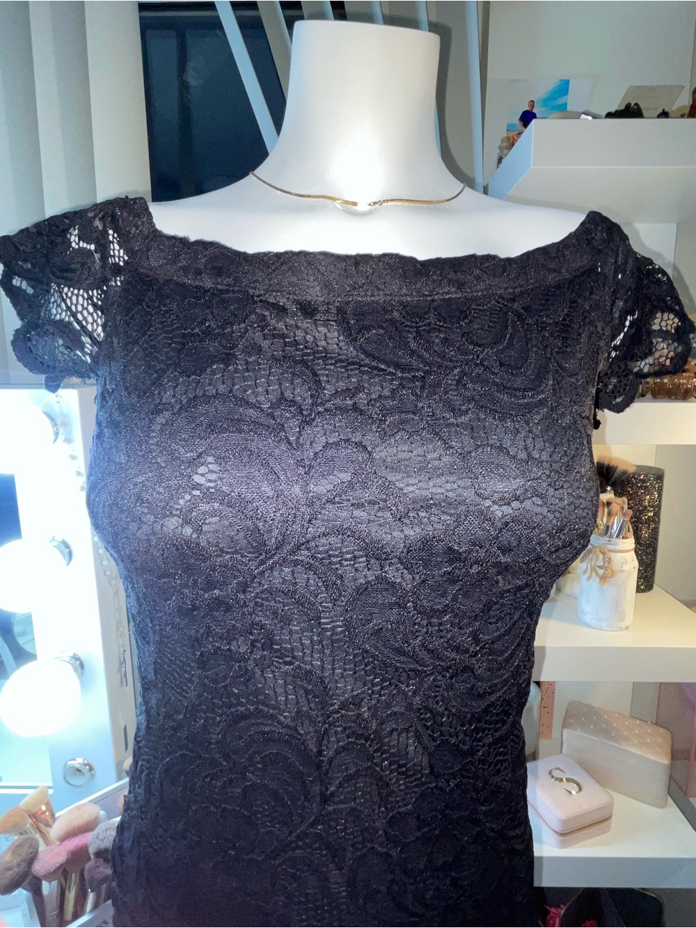 Ambiance Black Lace Off-the-Shoulder Blouse